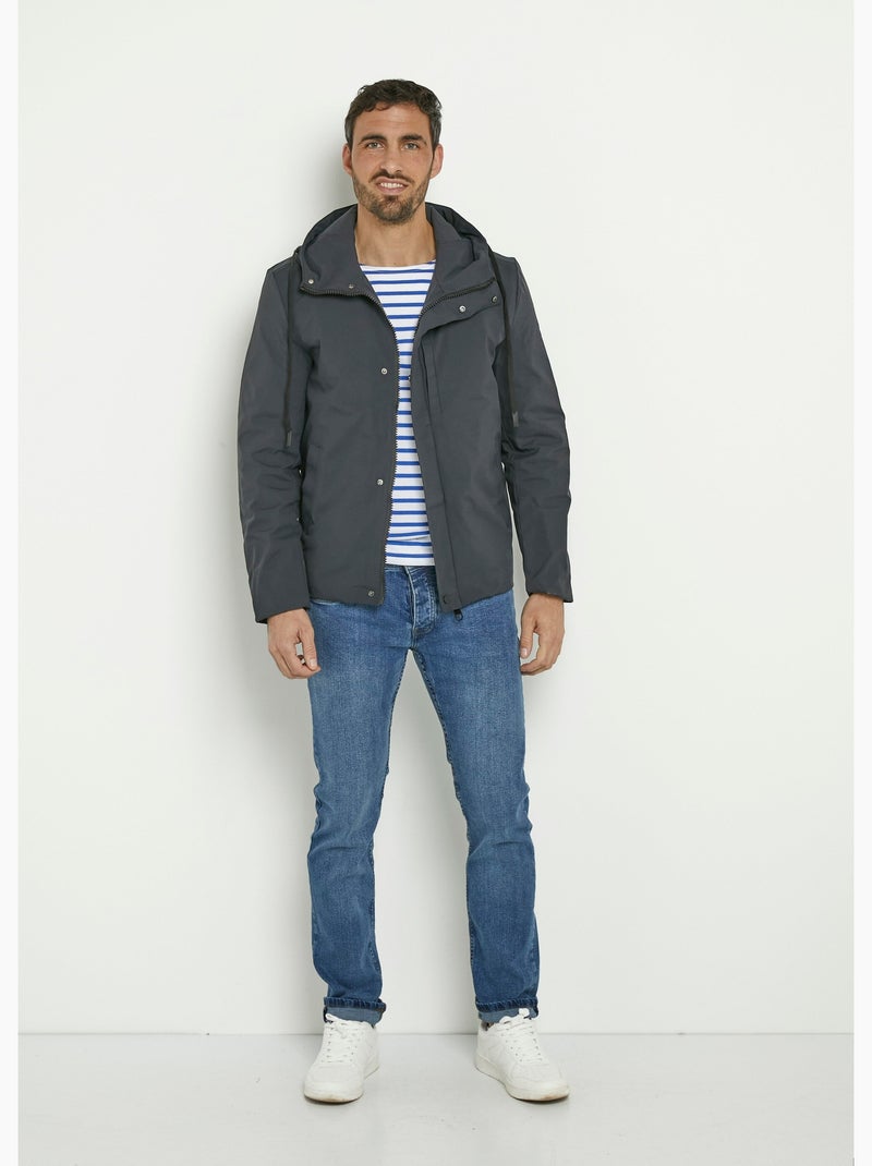 Veste déperlante chaude à capuche Bleu marine - Kiabi