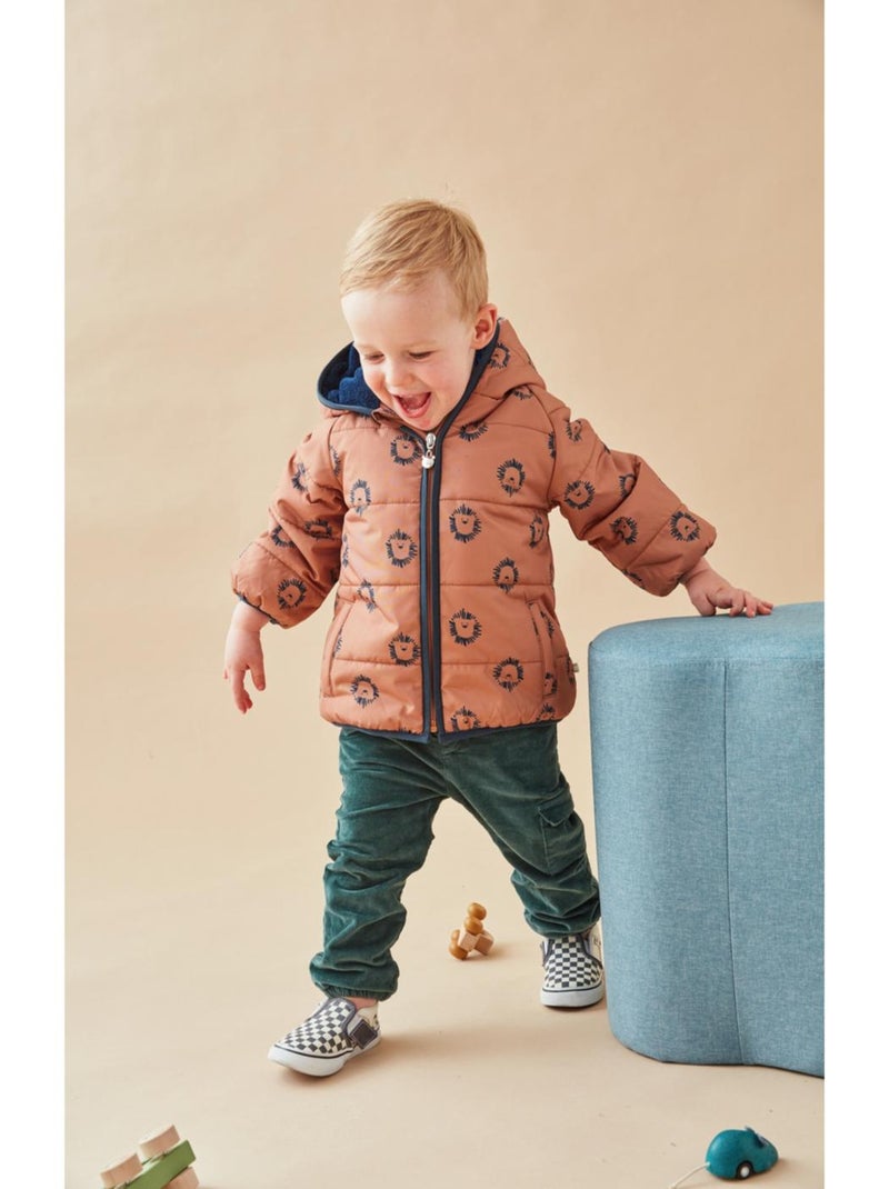 Veste déperlante lion doublée de Groloudoux, caramel/bleu Noukie's Marron - Kiabi