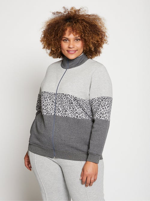 Veste détente zippée molleton col montant - Kiabi
