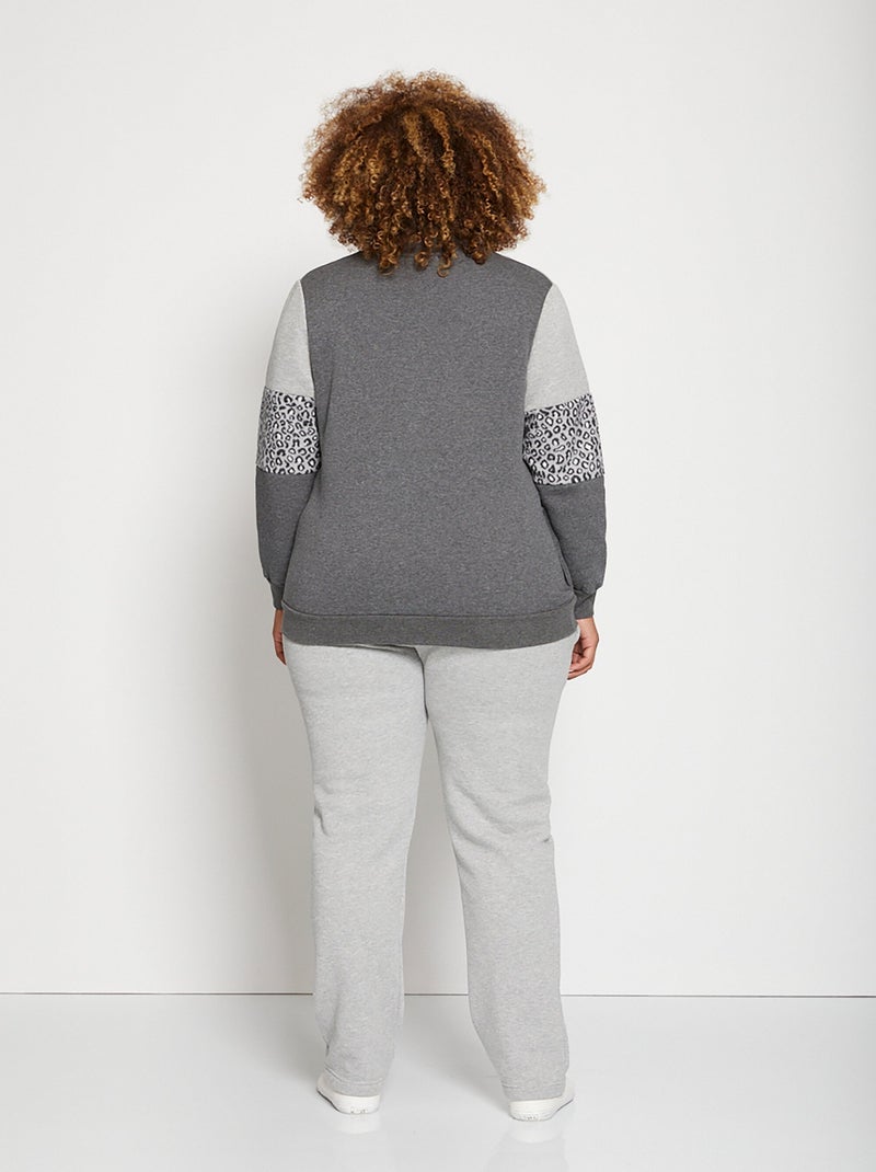 Veste détente zippée molleton col montant Gris - Kiabi