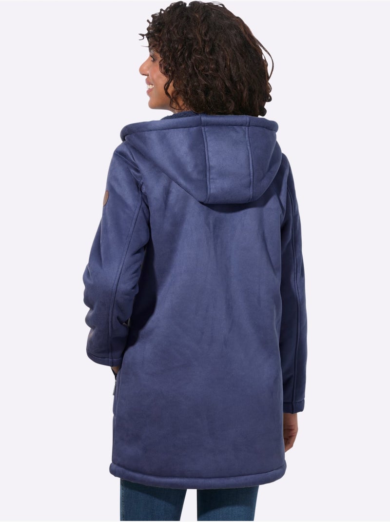 Veste D'extérieur Aspect Peau D'agneau - Taille Standard - Witt Bleu marine - Kiabi