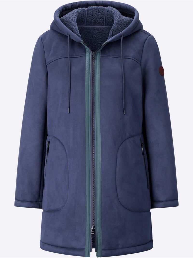Veste D'extérieur Aspect Peau D'agneau - Taille Standard - Witt Bleu marine - Kiabi