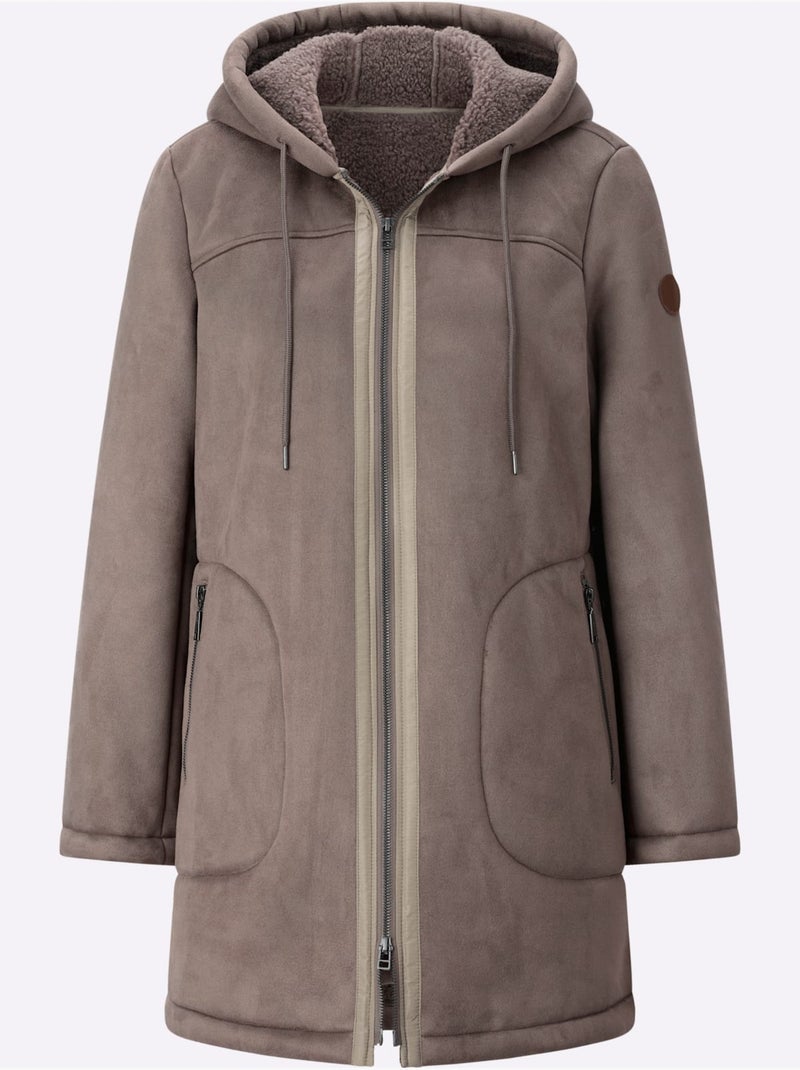 Veste D'extérieur Aspect Peau D'agneau - Taille Standard - Witt Gris taupe - Kiabi