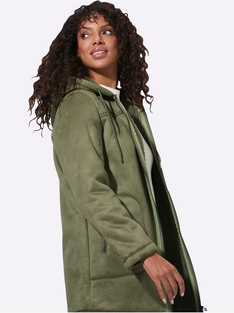 Veste D'extérieur Aspect Peau D'agneau - Taille Standard - Witt Kaki - Kiabi