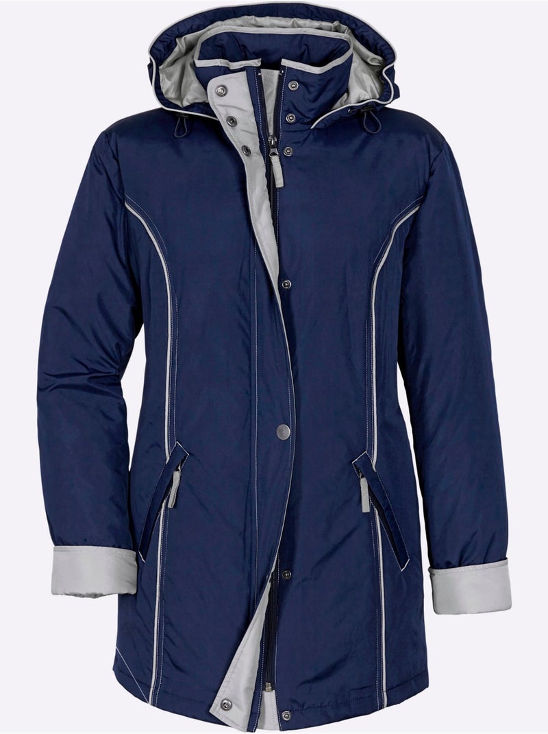 Veste d'extérieur imperméable avec capuche et manches longues - taille standard - moda vilona Bleu marine - Kiabi