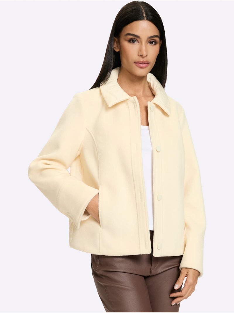 Veste d'extérieur mélange de matières tendance - taille standard - helline Ivoire - Kiabi