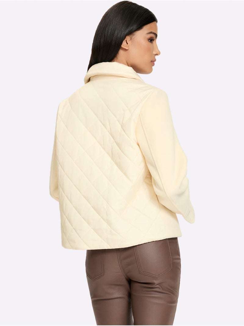 Veste d'extérieur mélange de matières tendance - taille standard - helline Ivoire - Kiabi