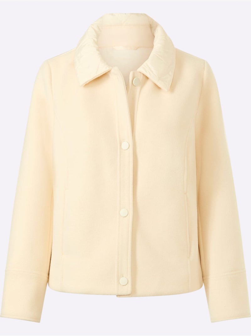 Veste d'extérieur mélange de matières tendance - taille standard - helline Ivoire - Kiabi