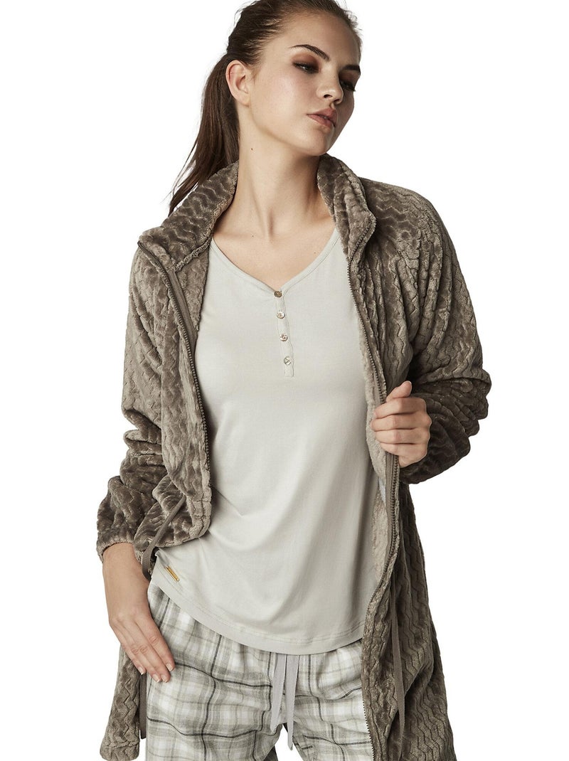 Veste d'intérieur robe de chambre zippée supersoft Gris - Kiabi