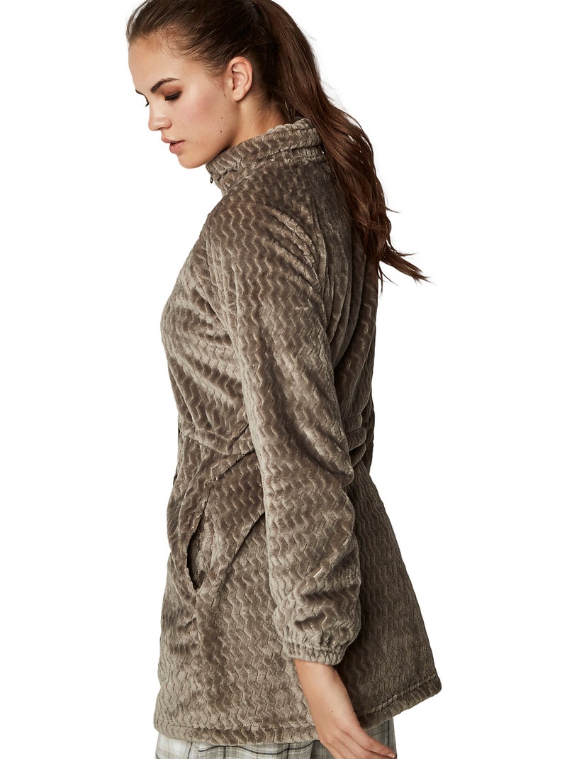 Veste d'intérieur robe de chambre zippée supersoft Gris - Kiabi