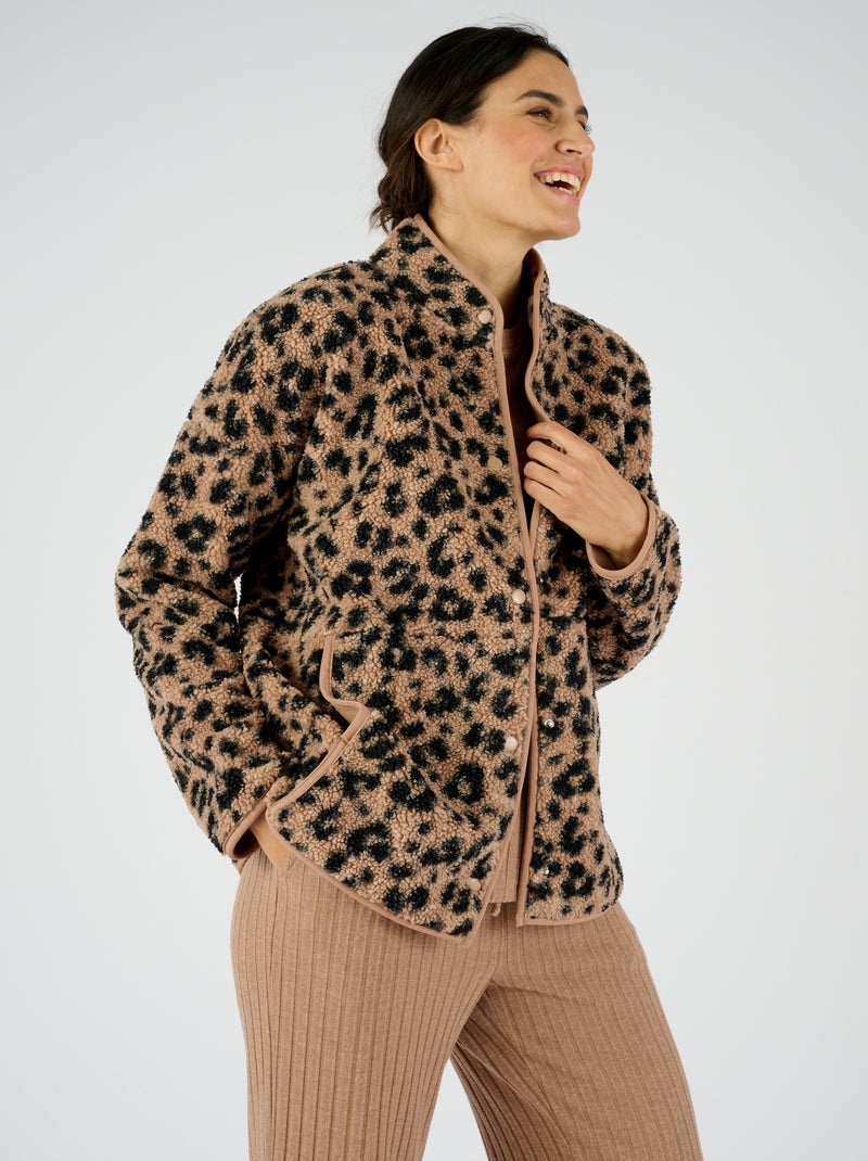 Veste d'intérieur Thermolactyl en maille moutonnée - Damart Marron - Kiabi