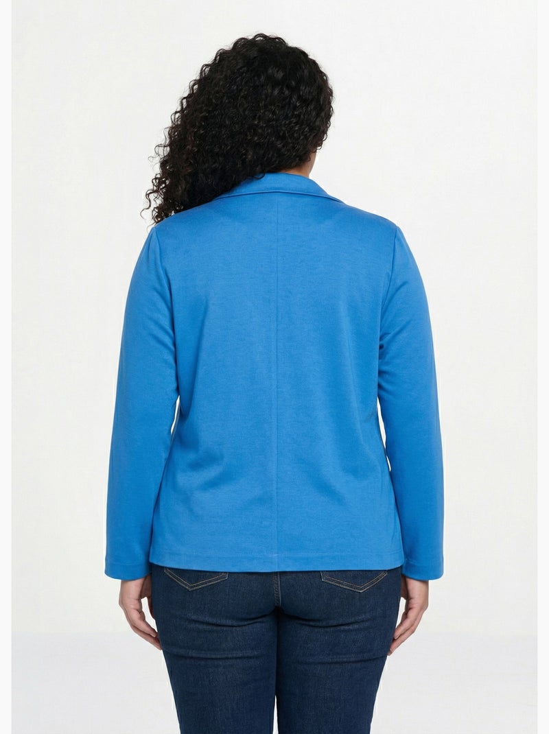 Veste droite boutonnée maille milano unie - Afibel Bleu - Kiabi