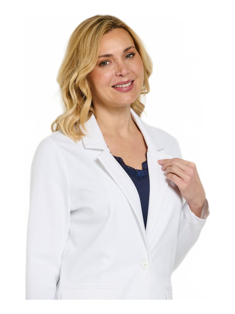 Veste droite boutonnée maille milano unie - Afibel Bleu marine - Kiabi