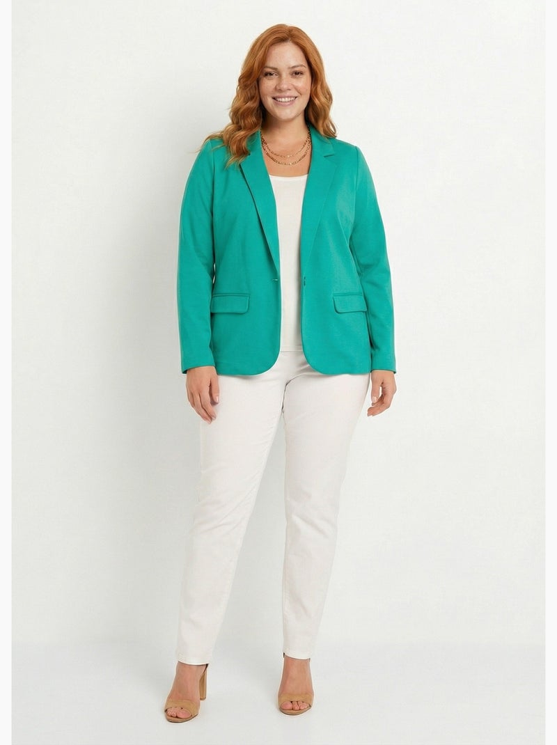 Veste droite boutonnée maille milano unie - Afibel Vert - Kiabi