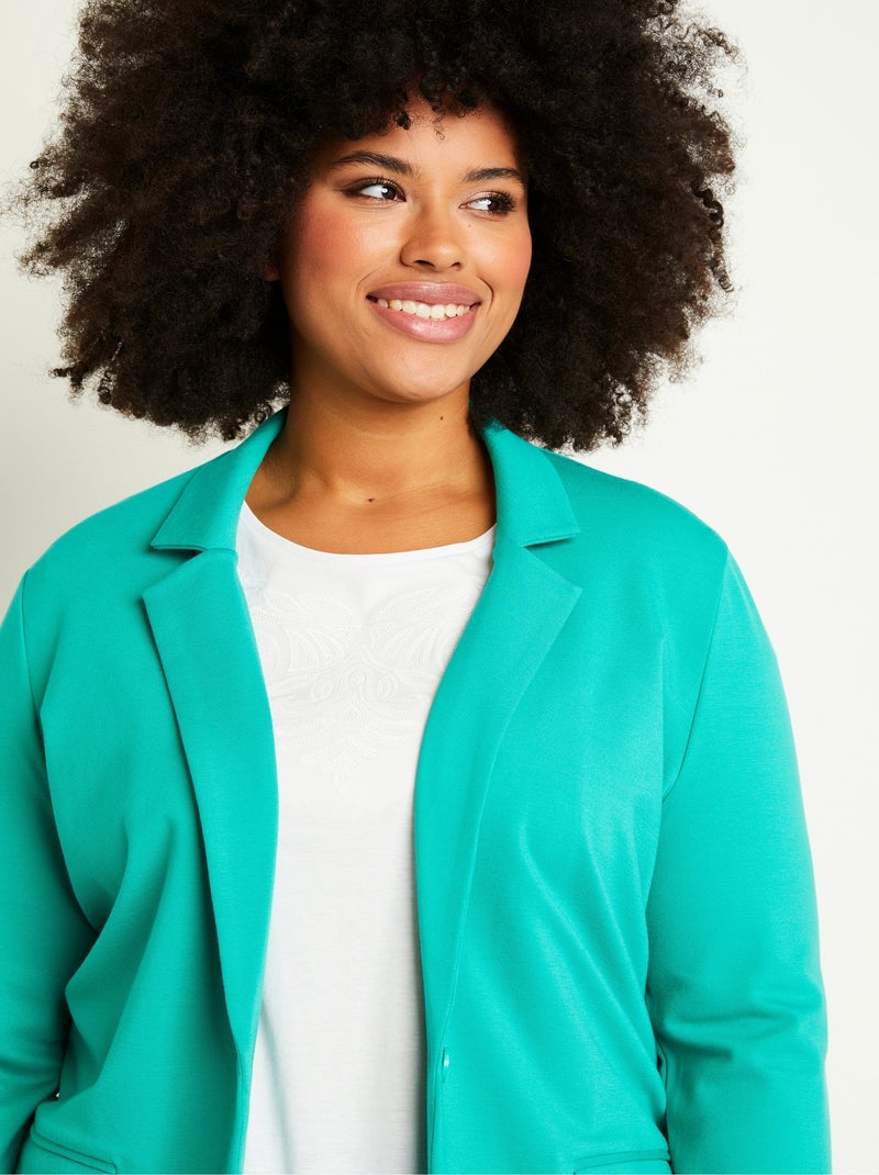 Veste droite boutonnée maille milano unie - Afibel Vert - Kiabi