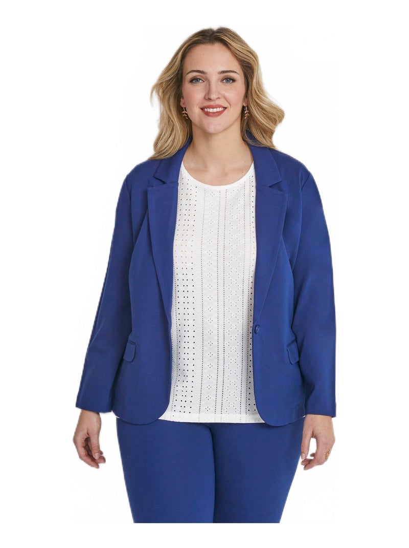 Veste droite boutonnée maille milano unie Bleu - Kiabi