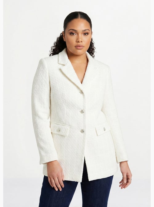 Veste droite boutonnée tissu natté col tailleur - Afibel - Kiabi