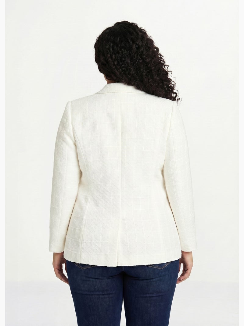 Veste droite boutonnée tissu natté col tailleur - Afibel Beige - Kiabi