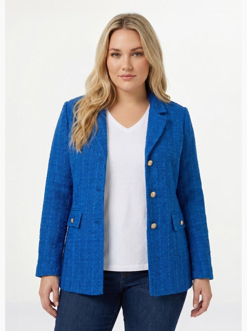 Veste droite boutonnée tissu natté col tailleur - Afibel - Kiabi