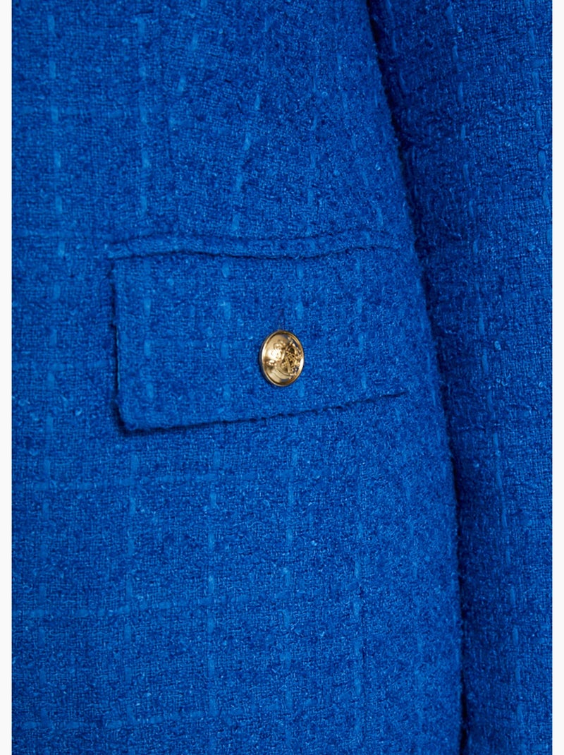 Veste droite boutonnée tissu natté col tailleur - Afibel Bleu - Kiabi