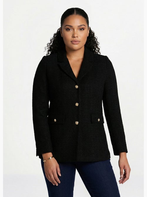 Veste droite boutonnée tissu natté col tailleur - Afibel - Kiabi