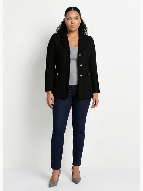 Veste droite boutonnée tissu natté col tailleur - Afibel - Kiabi