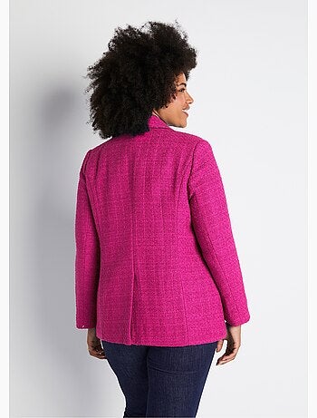 Veste droite boutonnée tissu natté col tailleur - Afibel