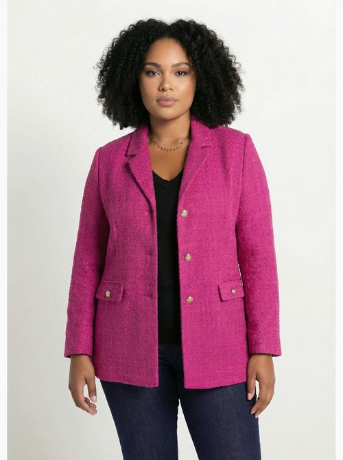 Veste droite boutonnée tissu natté col tailleur - Afibel - Kiabi