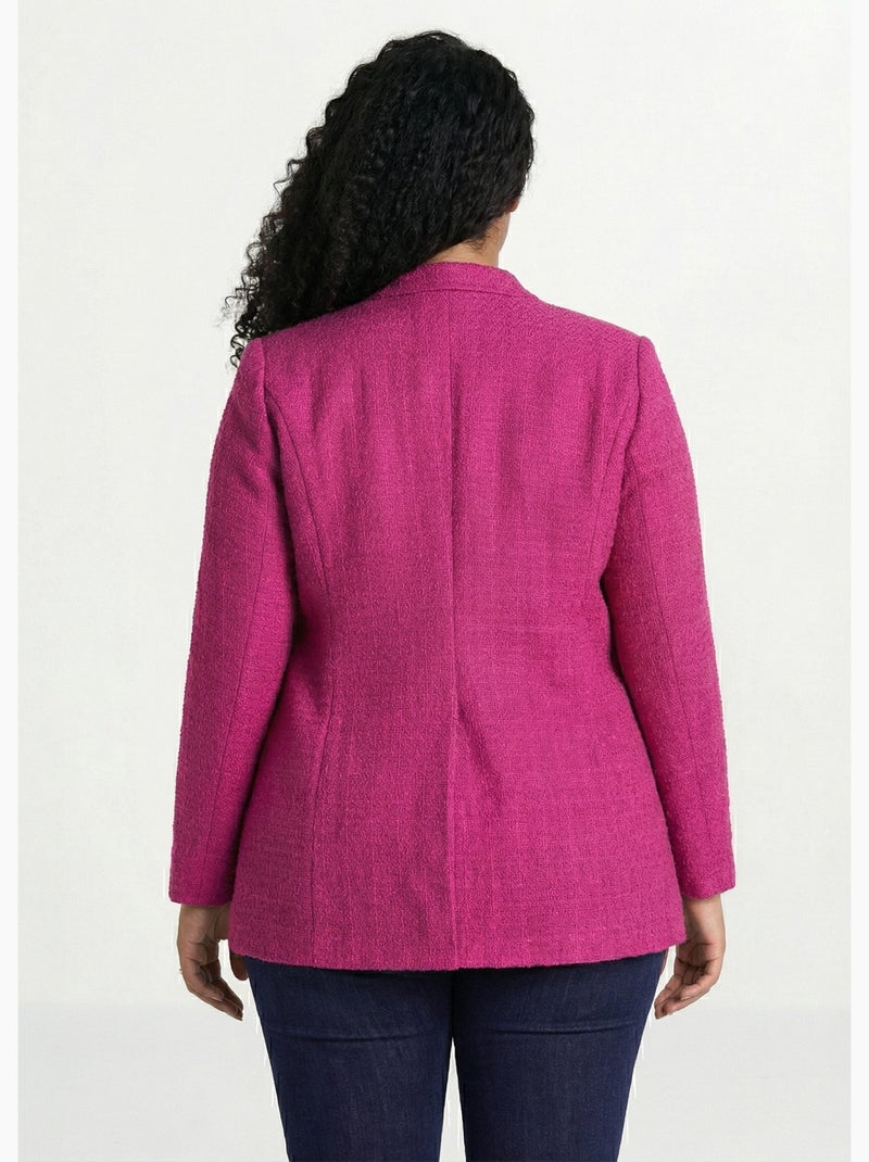 Veste droite boutonnée tissu natté col tailleur - Afibel Rose - Kiabi