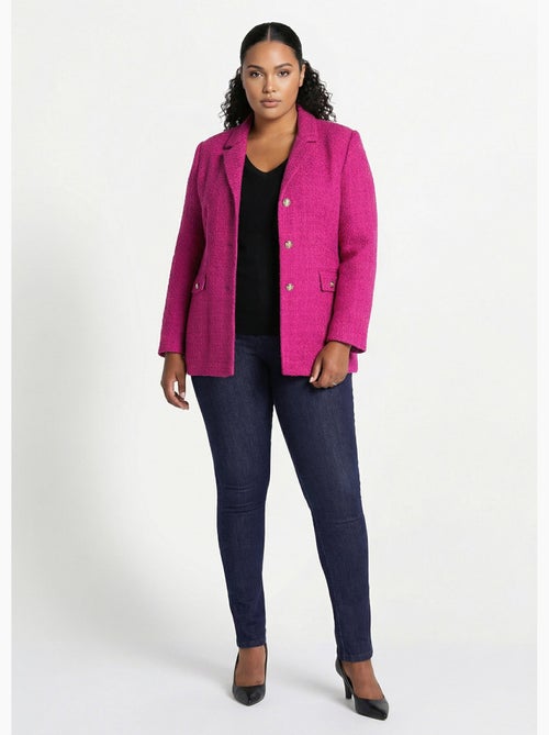 Veste droite boutonnée tissu natté col tailleur - Afibel - Kiabi