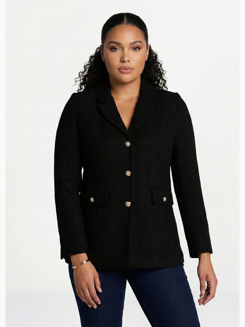 Blazer F&F Tesco Femme Noir Taille 10 – Col Tailleur, Boutonné, Travail Automne