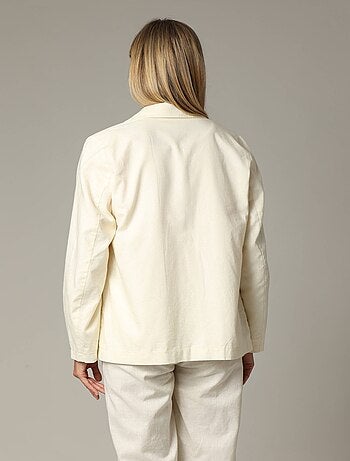 Veste droite en lin et coton avec col tailleur et fermeture boutonnée 'Deeluxe'