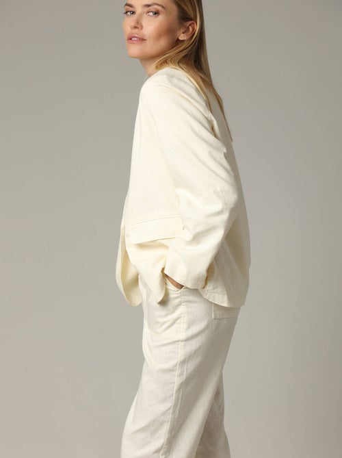 Veste droite en lin et coton avec col tailleur et fermeture boutonnée 'Deeluxe' - Kiabi