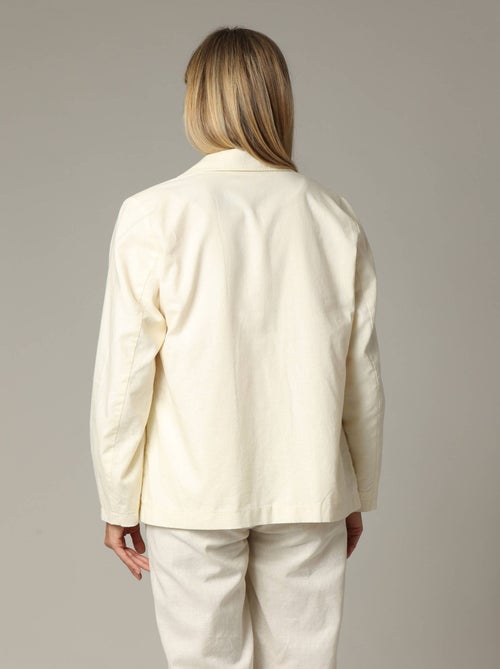 Veste droite en lin et coton avec col tailleur et fermeture boutonnée 'Deeluxe' - Kiabi