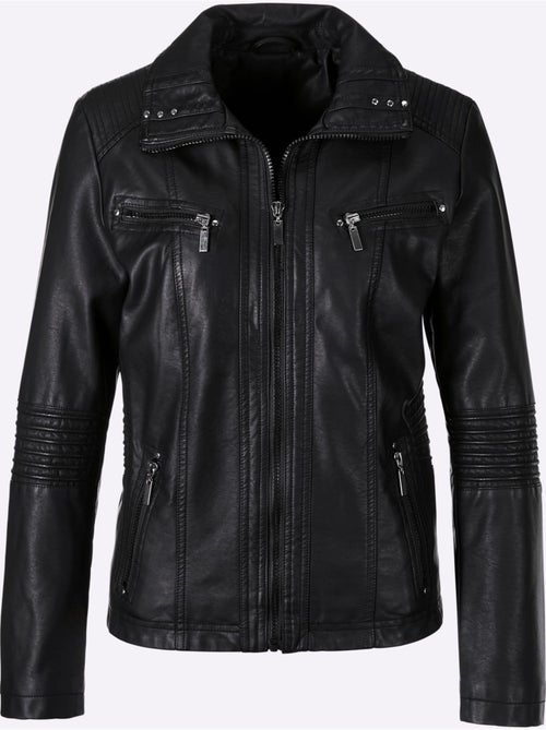 Veste effet cuir à col à revers avec poches et détails mode - Taille standard - Moda Vilona - Kiabi Veste effet cuir à col à revers avec poches et détails mode - Taille standard - Moda Vilona - Kiabi
