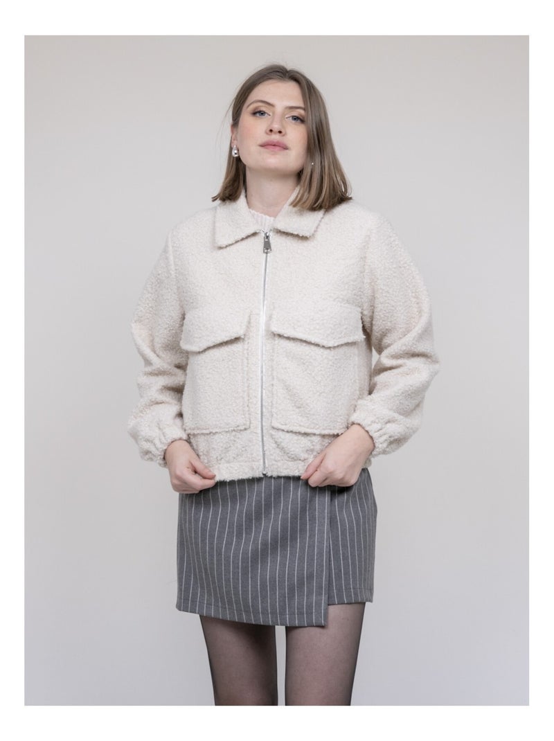 Veste effet mouton UBILIVE Ecru - Kiabi