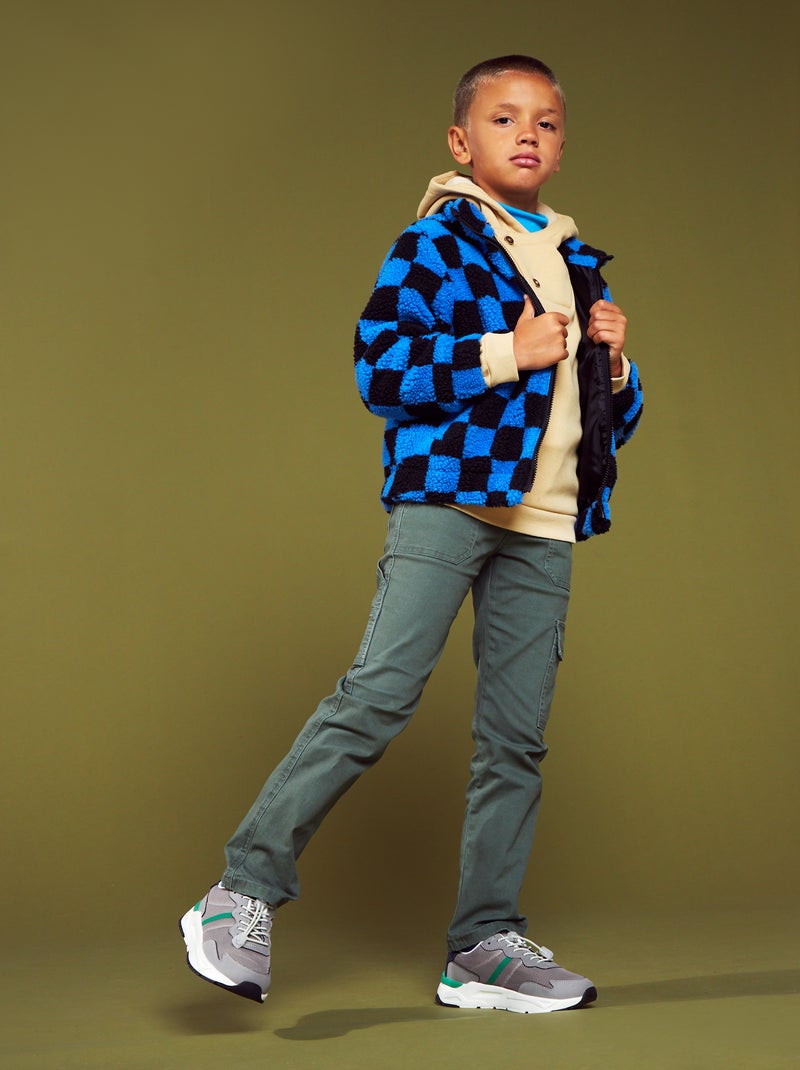 Veste effet moutonné à motif Bleu - Kiabi
