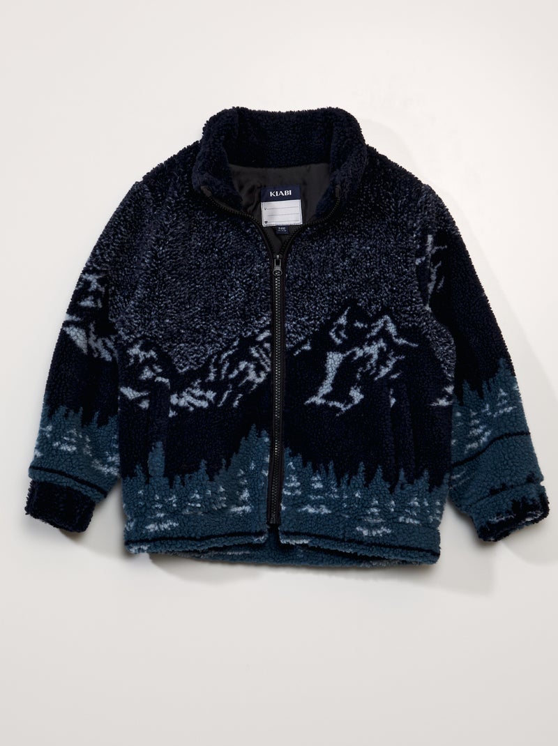 Veste effet moutonné à motif Gris - Kiabi