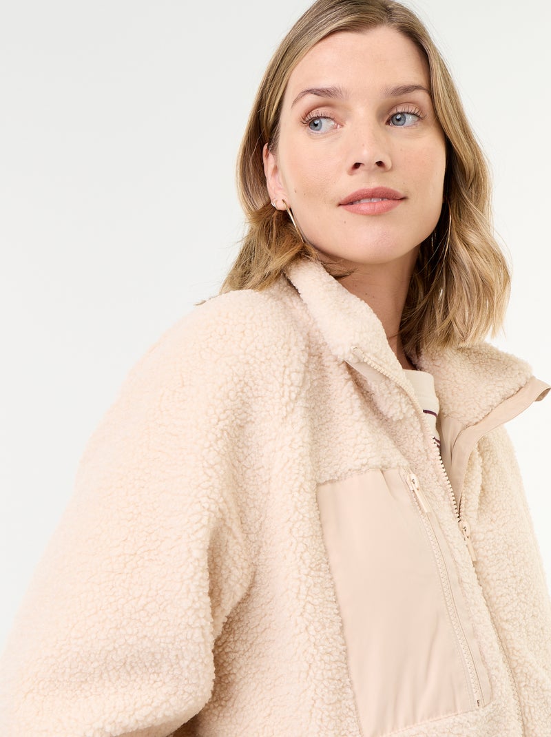 Veste effet moutonné de maternité et portage Beige - Kiabi