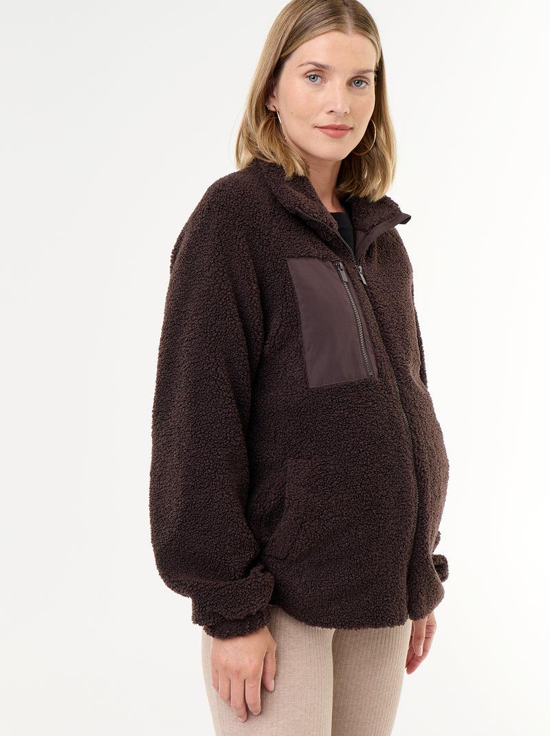 Veste effet moutonné de maternité et portage Marron - Kiabi