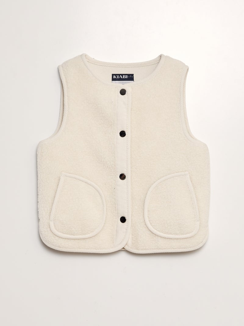 Veste effet moutonné et velours côtelé Blanc - Kiabi
