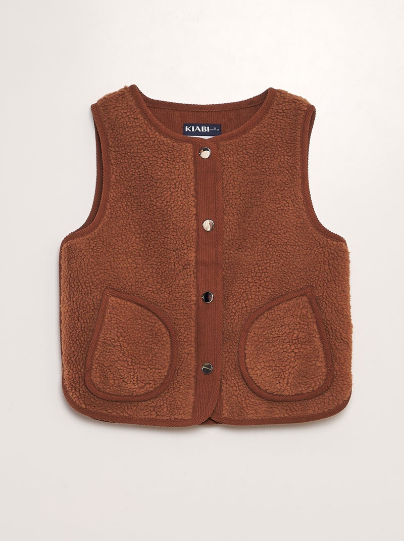 Veste effet moutonné et velours côtelé Orange - Kiabi