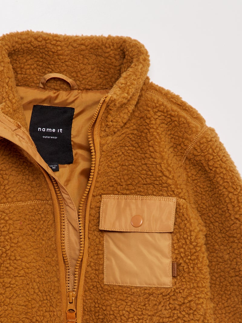 Veste effet moutonné Marron - Kiabi