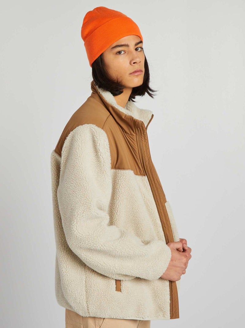 Veste effet moutonné Marron/blanc - Kiabi