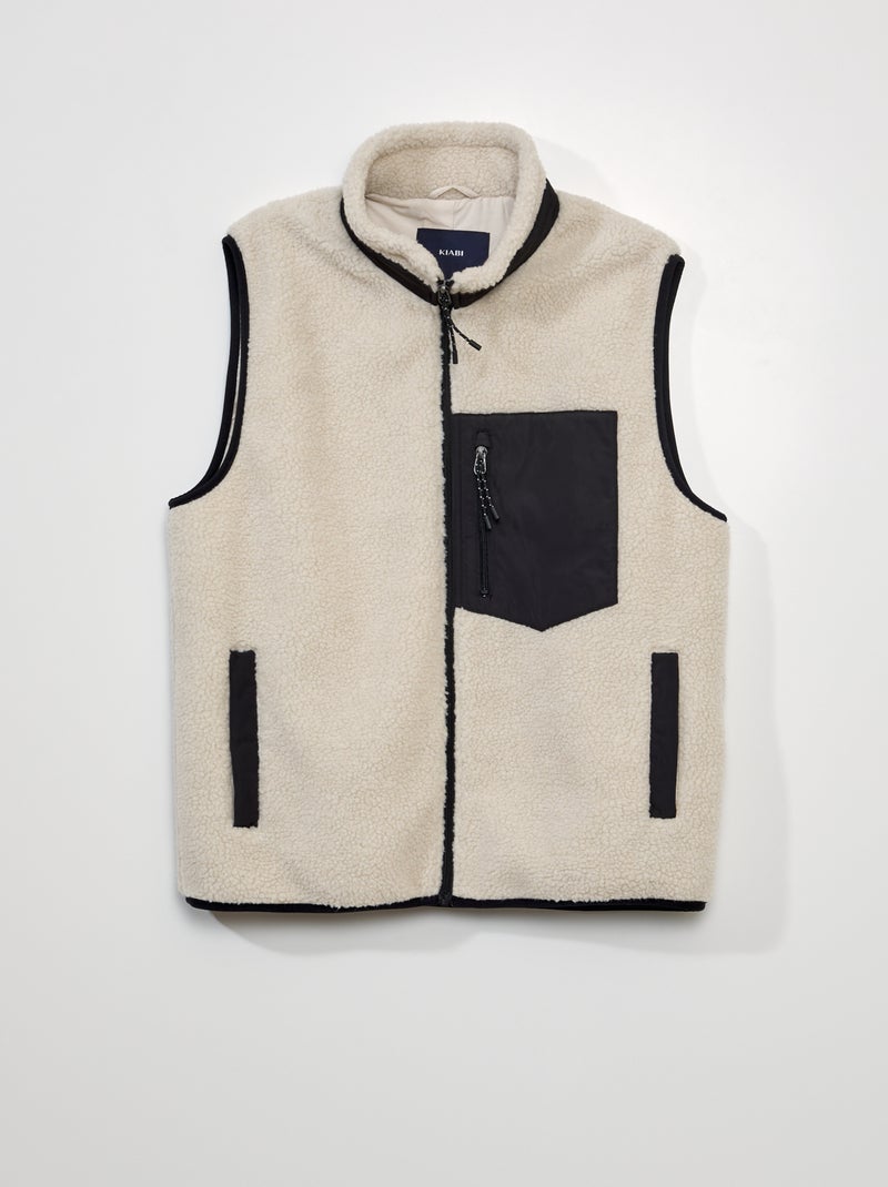 Veste effet moutonné sans manches Beige - Kiabi