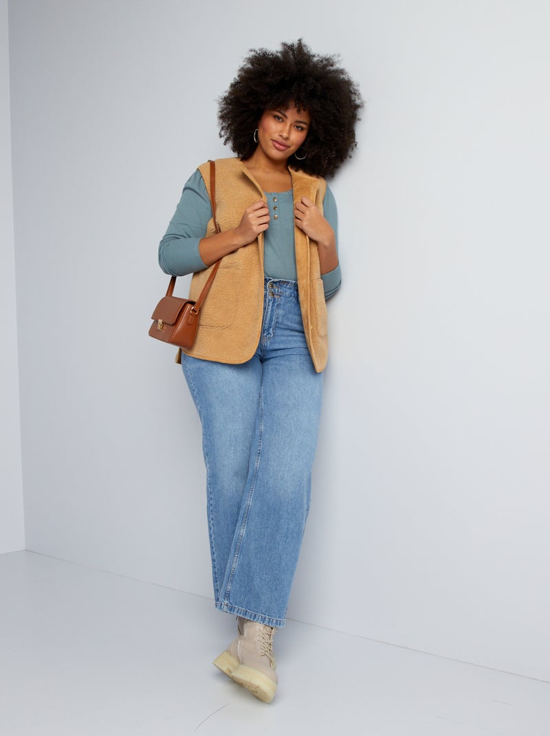 Veste effet moutonné sans manches Marron - Kiabi