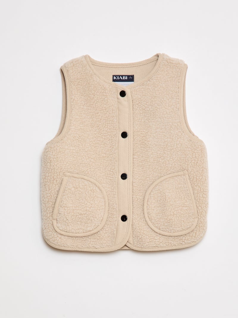 Veste effet moutonnée sans manches Beige - Kiabi