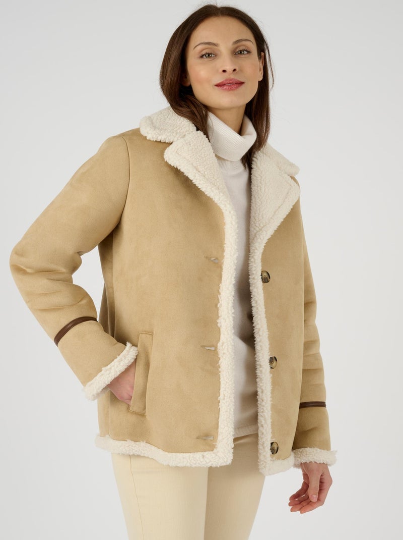 Veste effet peau lainée - Damart Beige chiné - Kiabi