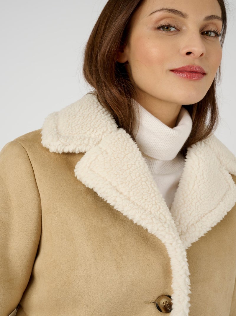 Veste effet peau lainée - Damart Beige chiné - Kiabi