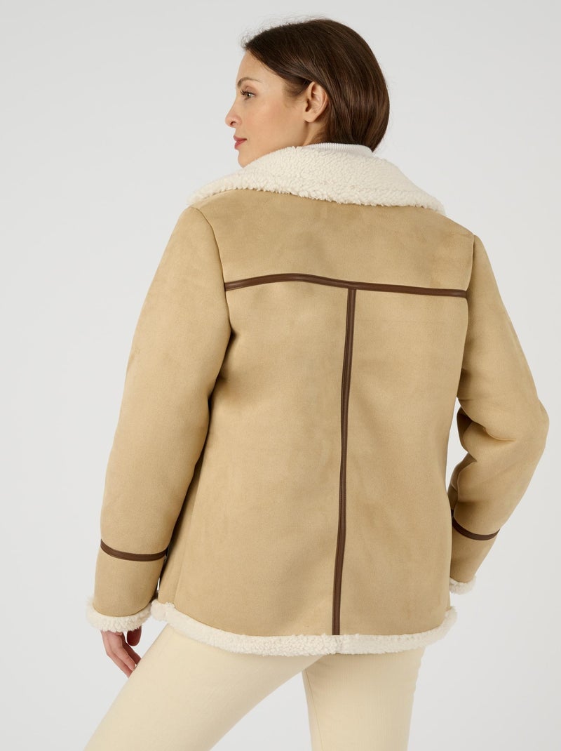 Veste effet peau lainée - Damart Beige chiné - Kiabi